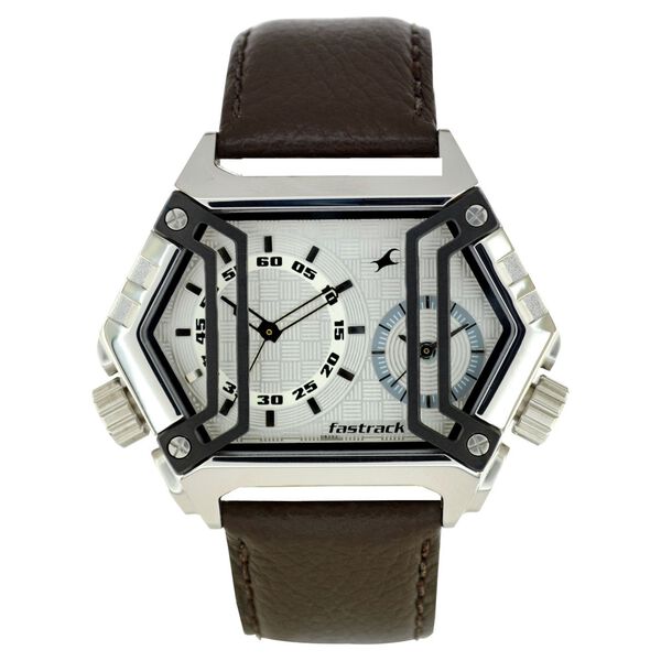 Fastrack Quartz Analog White Dial Leather Strap Watch for Guys - image number 0