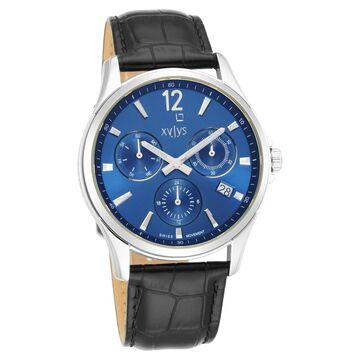 Xylys Swiss Multifunction Black Leather Strap Blue Dial Watch For Men