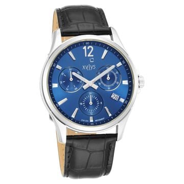 Xylys Quartz Multifunction Blue Dial Leather Strap Watch for Men