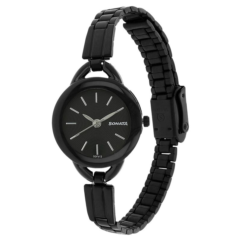 Sonata Quartz Analog Black Dial Stainless Steel Strap Watch for Women - image number 1