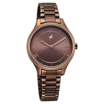 Fastrack Stunners Quartz Analog Brown Dial Brown Metal Strap Watch For Girls
