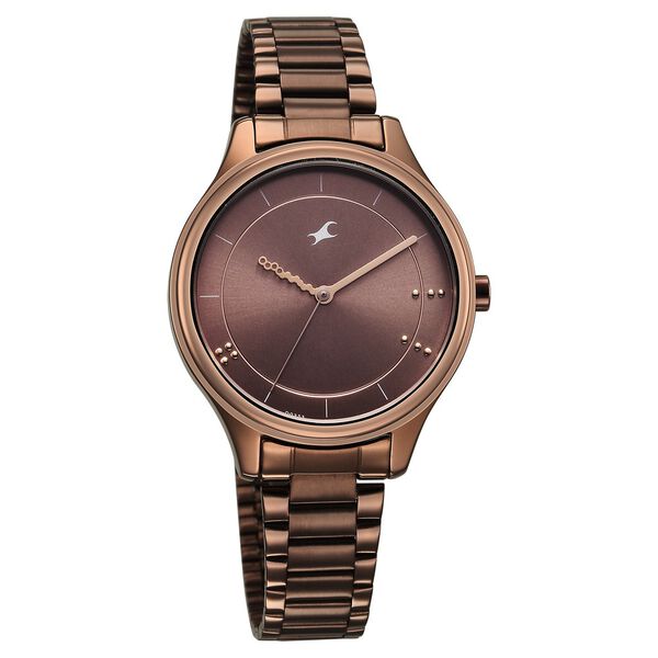 Fastrack Stunners Quartz Analog Brown Dial Brown Metal Strap Watch For Girls - image number 1
