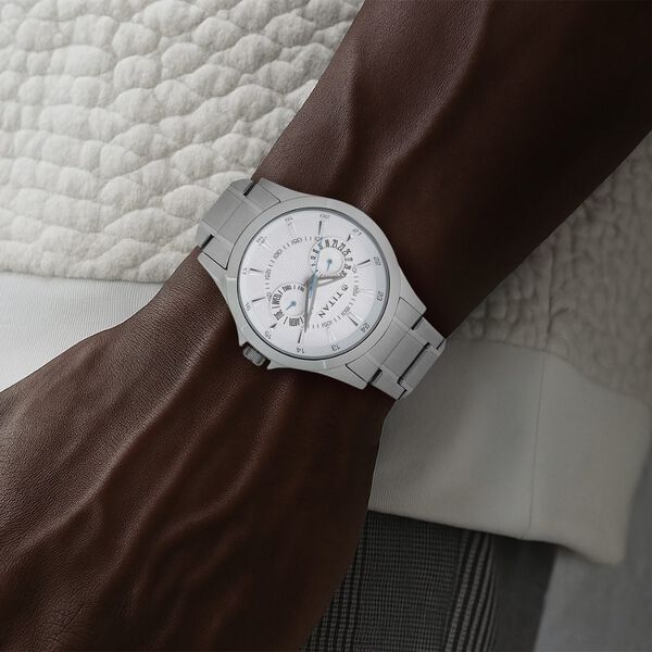 Titan Multifunction Silver Dial Silver Stainless Steel Strap Watch For Men - image number 5