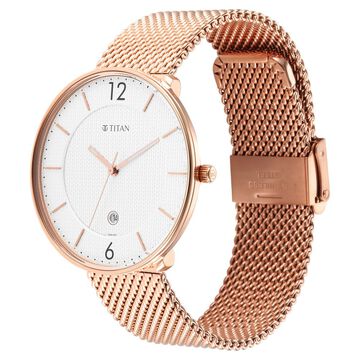 Titan - Black and Gold Collection - Quartz Analog Silver Dial Rose Gold Stainless Steel Strap watch for Men