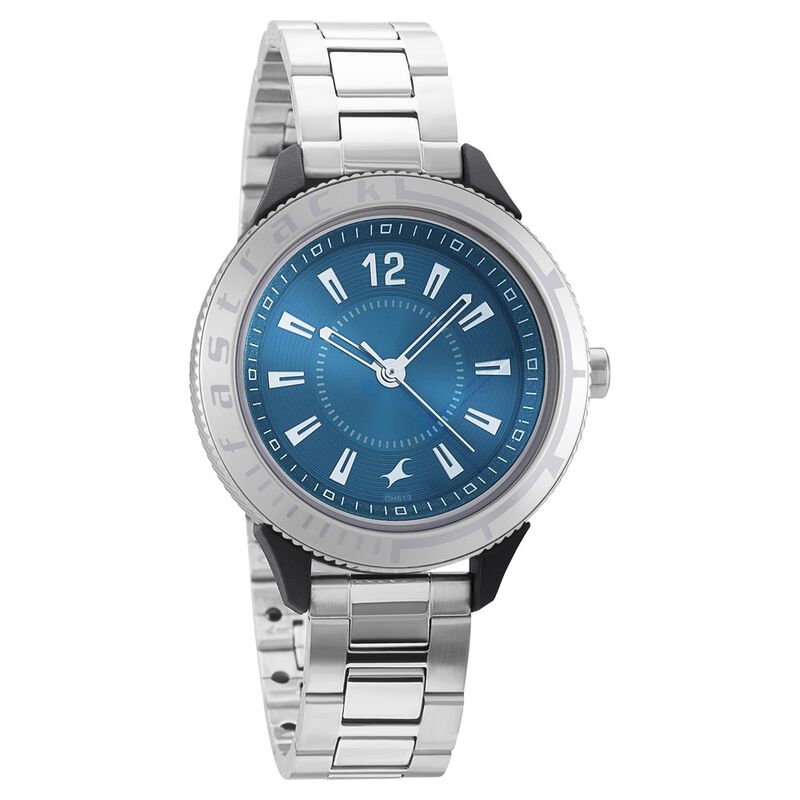 Fastrack Modular Quartz Analog Blue Dial Stainless Steel Strap Watch for Girls
