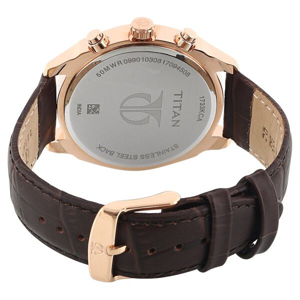 Titan Quartz Multifunction Black Dial Leather Strap Watch for Men - image number 3
