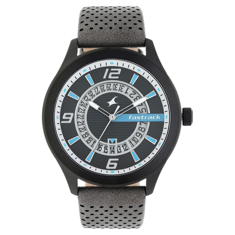 Fastrack Loopholes Quartz Analog with Date Black Dial Leather Strap Watch for Guys - image number 0