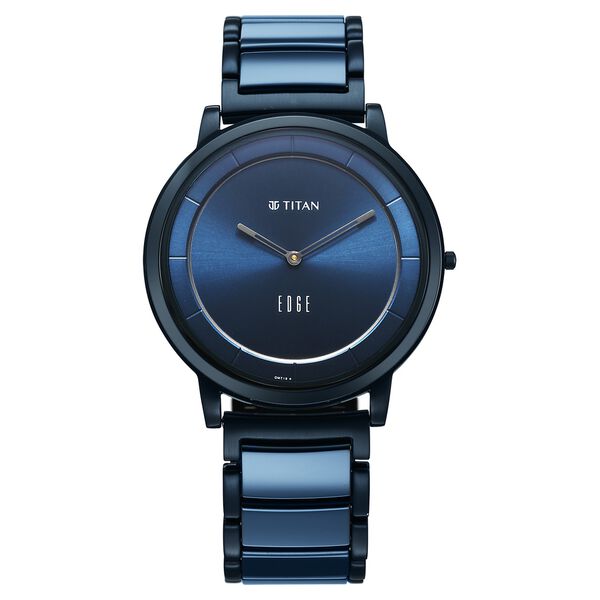 Titan Edge Melange Slim Steel & Ceramic Strap Blue Dial Analog Watch For Men - image number 0