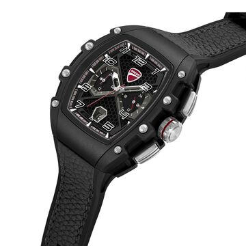Ducati Quartz Multifunction Black Dial Black Silicone Strap Watch For Men