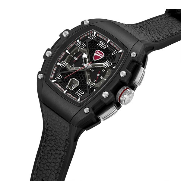 Ducati Quartz Multifunction Black Dial Black Silicone Strap Watch For Men - image number 1
