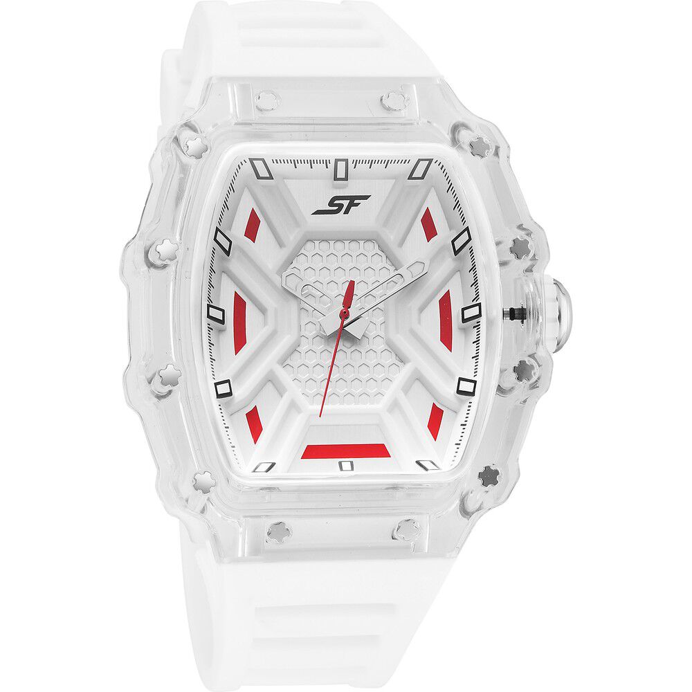 SF Maiden Voyage Sport Watch White Dial And Strap with red accents Tonneau Shaped Case-image-19