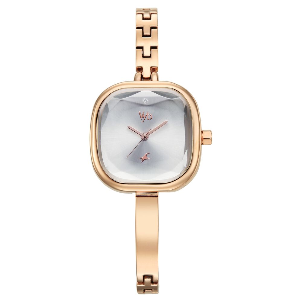 Vyb Aurora By Fastrack Quartz Analog Silver Dial Rose Gold Metal Strap Watch For Girls-image-38