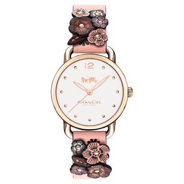 Coach Quartz Analog Off White Dial Leather Strap Watch for Women