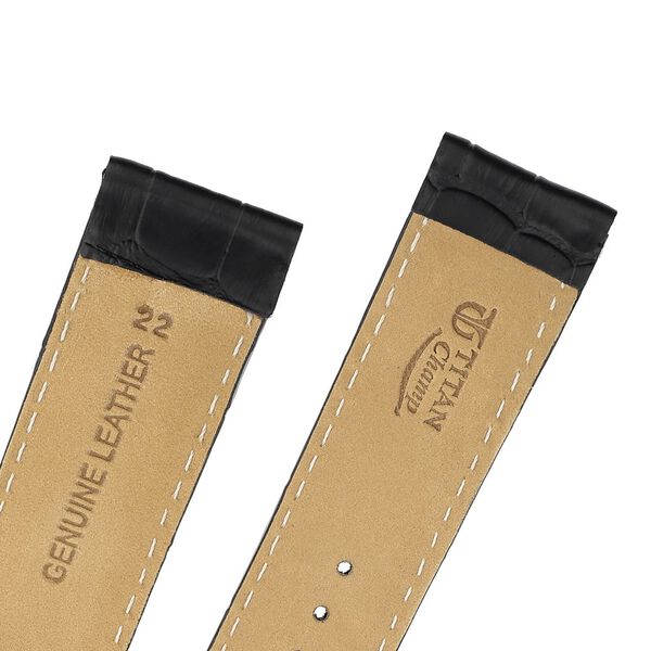 22 mm Black Genuine Leather Straps for Men - image number 4