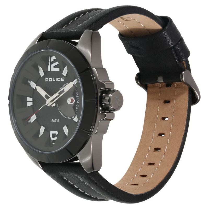 Police Quartz Analog with Date Black Dial Leather Strap Watch for Men - image number 1