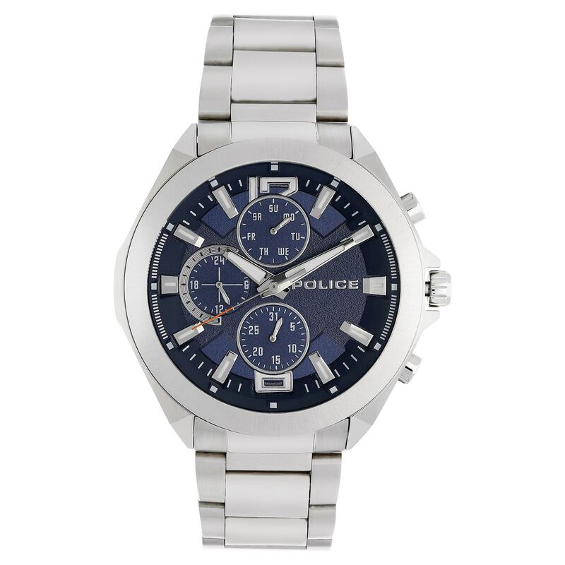 Police Quartz Multifunction Blue Dial Stainless Steel Strap Watch for Men