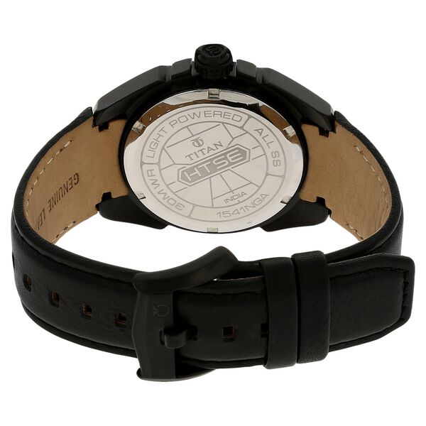 Titan Quartz Analog Solar Black Dial Leather Strap Watch for Men - image number 3
