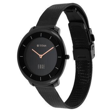 Titan Edge Black Dial Analog Stainless Steel Strap Watch for Women