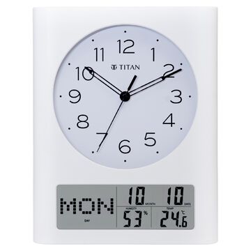 Titan Ana Digi Wall Clock - Modern Minimalist Dial and Grey LCD Panel Black Hands and Indices Decorative Wall Decor