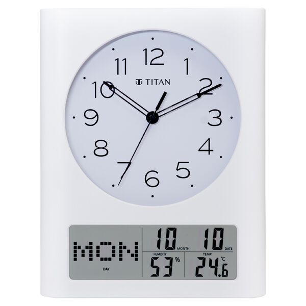 Titan Ana Digi Wall Clock - Modern Minimalist Dial and Grey LCD Panel Black Hands and Indices Decorative Wall Decor - image number 1