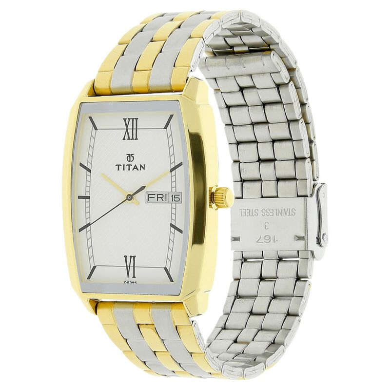 Titan Karishma White Dial Analog with Day and Date Stainless Steel Strap Watch for Men - image number 1