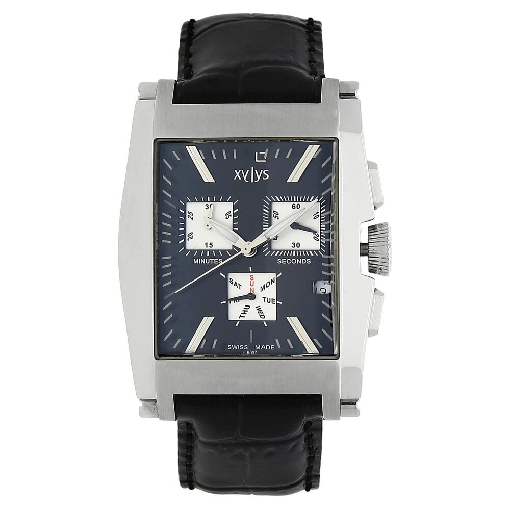 Buy Online Xylys Swiss Chronograph Black Leather Strap and Black Dial Watch For Men nf9249sl01 Titan