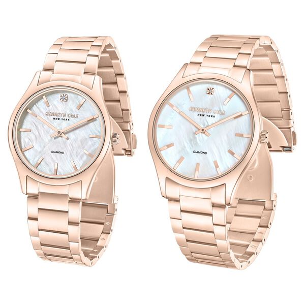 Kenneth Cole Quartz Analog Mother Of Pearl Dial Stainless Steel Strap Watch For Couple - image number 2