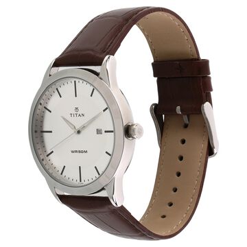 Titan Bandhan White Dial Analog Leather Strap Watch for Couple