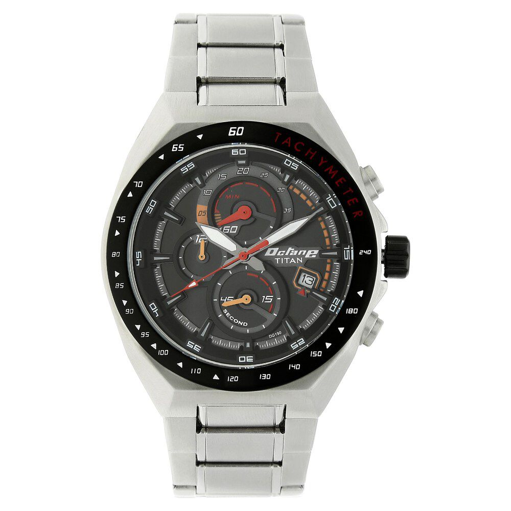 Titan Octane Black Chrono Stainless Strap Watch for Men
