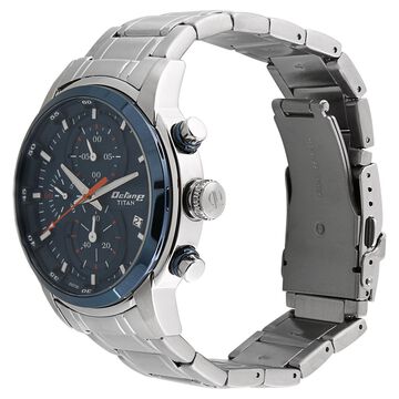 Titan Octane Quartz Chronograph Blue Round Dial Silver Stainless Steel Strap Watch For Men