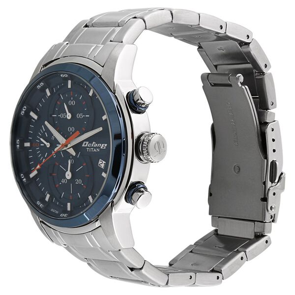 Titan Octane Quartz Chronograph Blue Round Dial Silver Stainless Steel Strap Watch For Men - image number 1