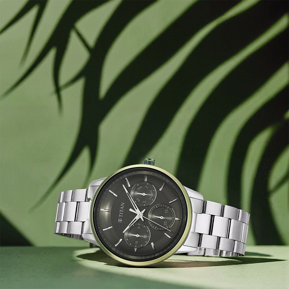 Titan Urban Magic Green Dial Quartz Multifunction Stainless Steel Strap watch for Men-image-43