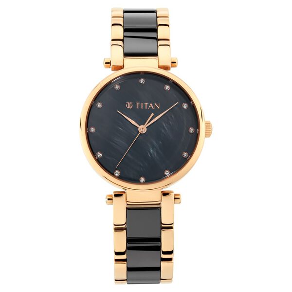 Titan Quartz Analog Black Dial Ceramic Strap Watch for Women - image number 1