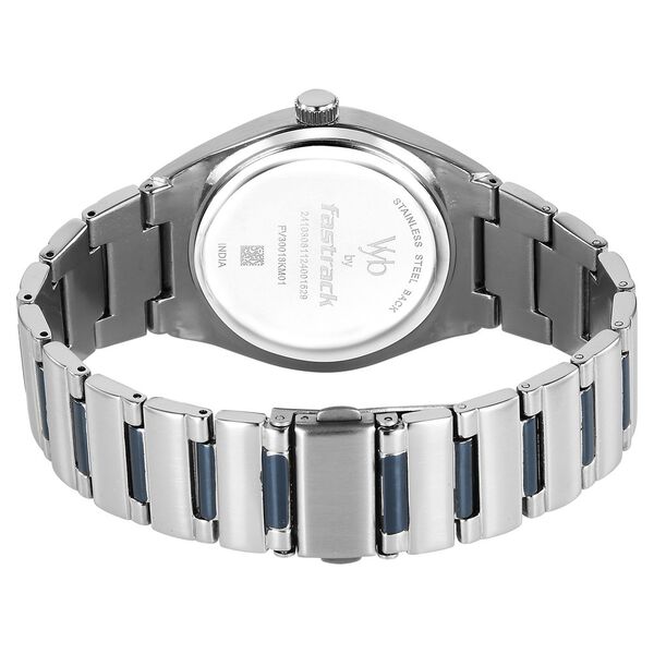 Vyb Arcane By Fastrack Quartz Analog Blue Dial Metal Strap Watch For Guys - image number 5