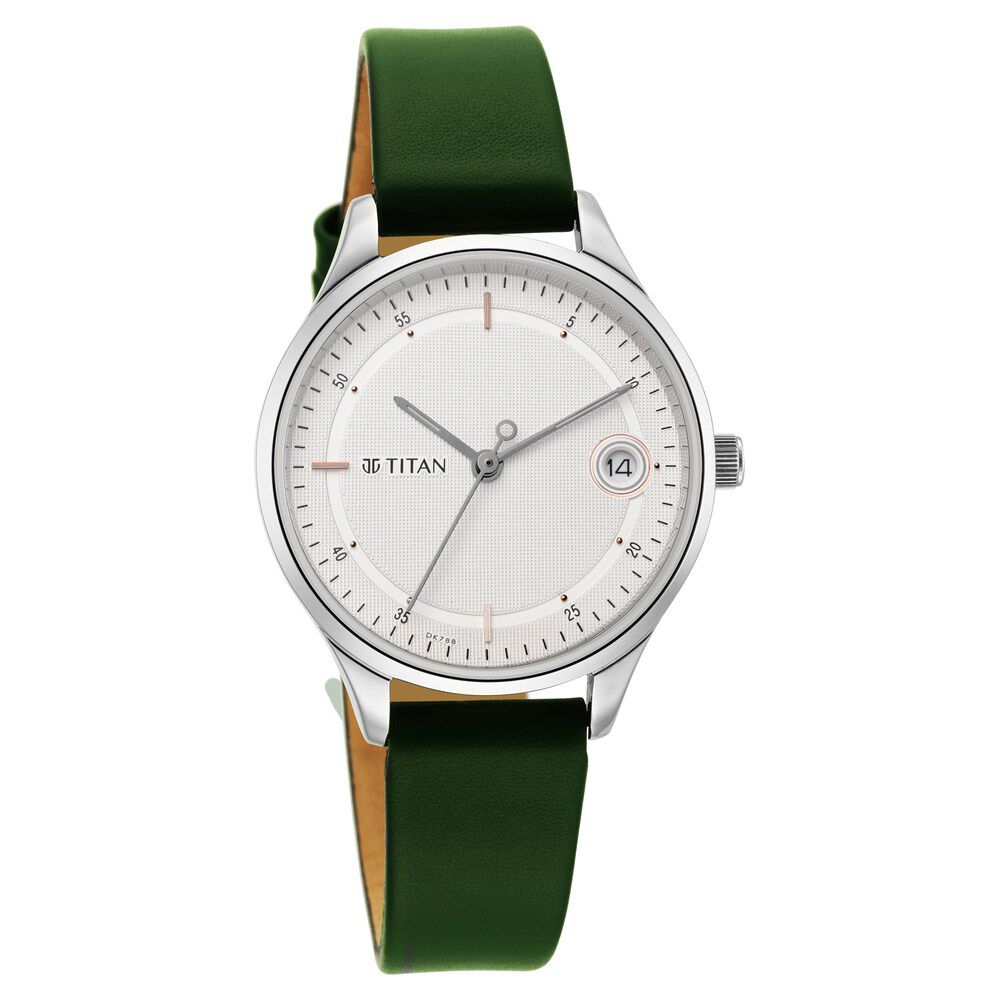 Buy Online Titan Workwear Silver Dial Women Watch With Leather