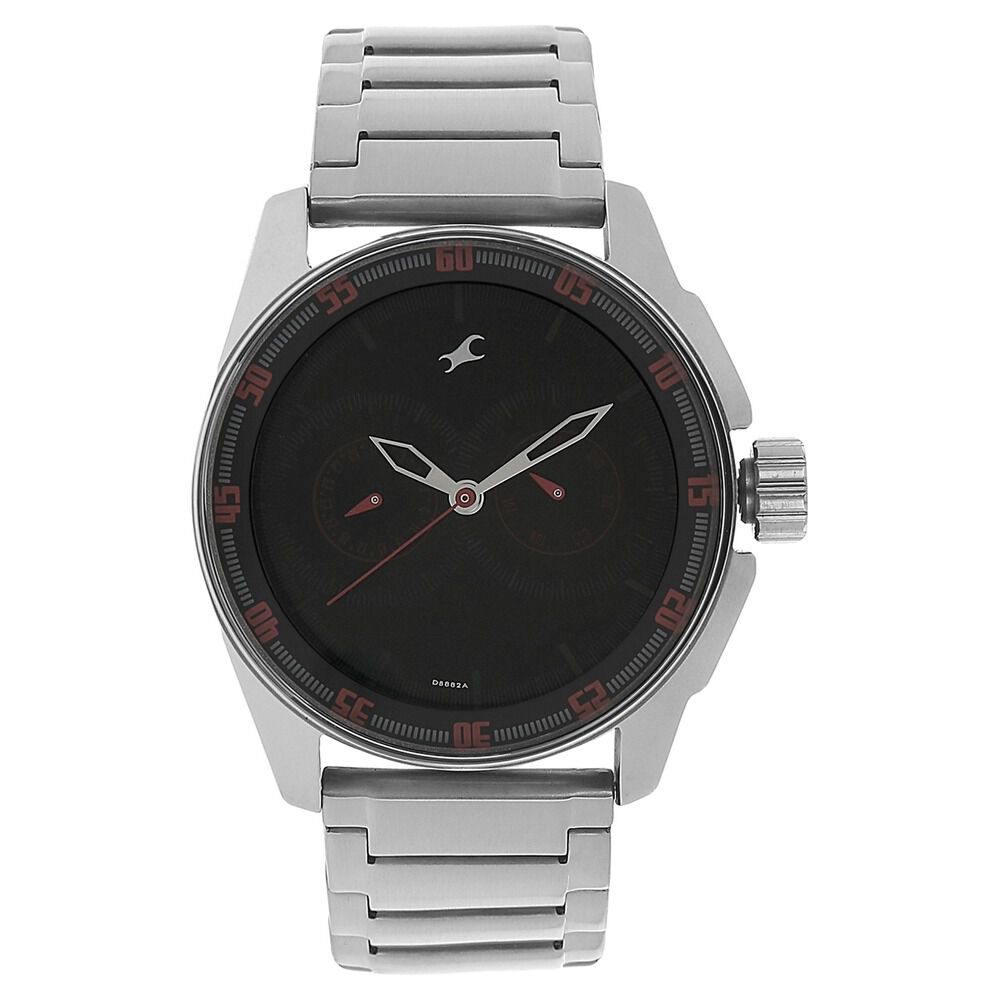 Buy Online Fastrack Black Magic Quartz Analog Black Dial Stainless Steel Strap Watch for Guys ne3089sm06j Titan