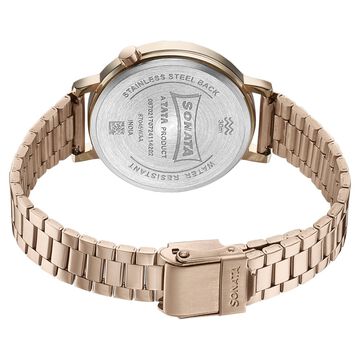 Sonata Elegent Essentials Quartz Analog Rose Gold Dial Stainless Steel Strap Watch For Women