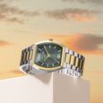 Poze By Sonata Quartz Analog Green Dial Two Toned Metal Strap Watch For Men