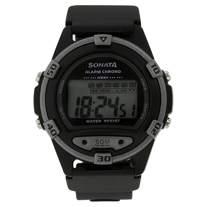 SF Digital Dial Black Plastic Strap Watch for Men