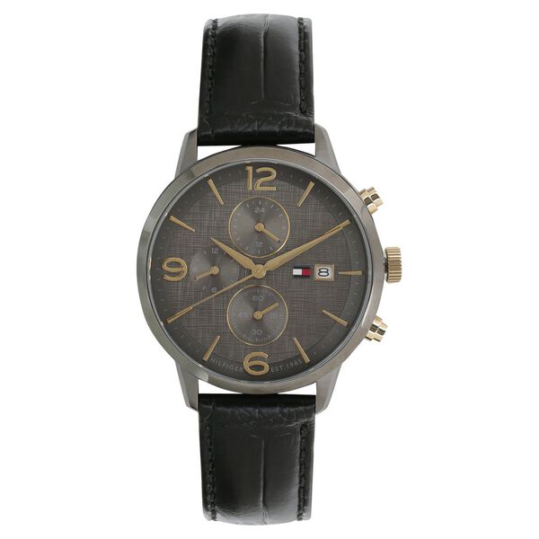 Tommy Hilfiger Quartz Analog Grey Dial Leather Strap Watch for Men - image number 0