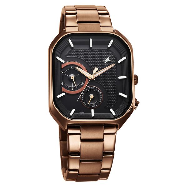 Fastrack Groove Multifunction Black Dial Metal Strap Guy's Watch with Lume indices - image number 3