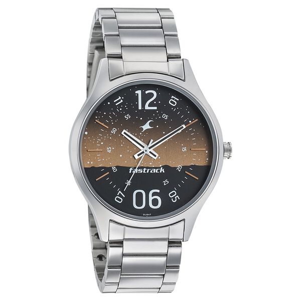 Fastrack Space Rover Quartz Analog Brown Dial Stainless Steel Strap Watch for Guys - image number 0