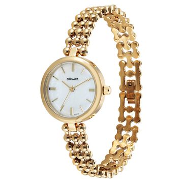 Sonata Festive Quartz Analog White Dial Metal Strap Watch For Women