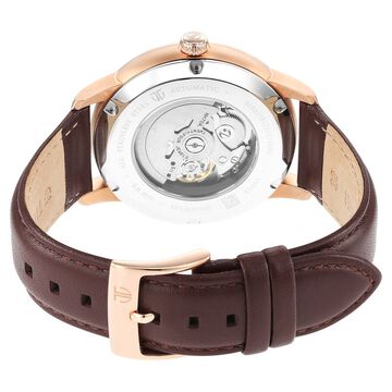 Titan Skeletal Automatic Green Dial Brown Leather Strap Watch for Men