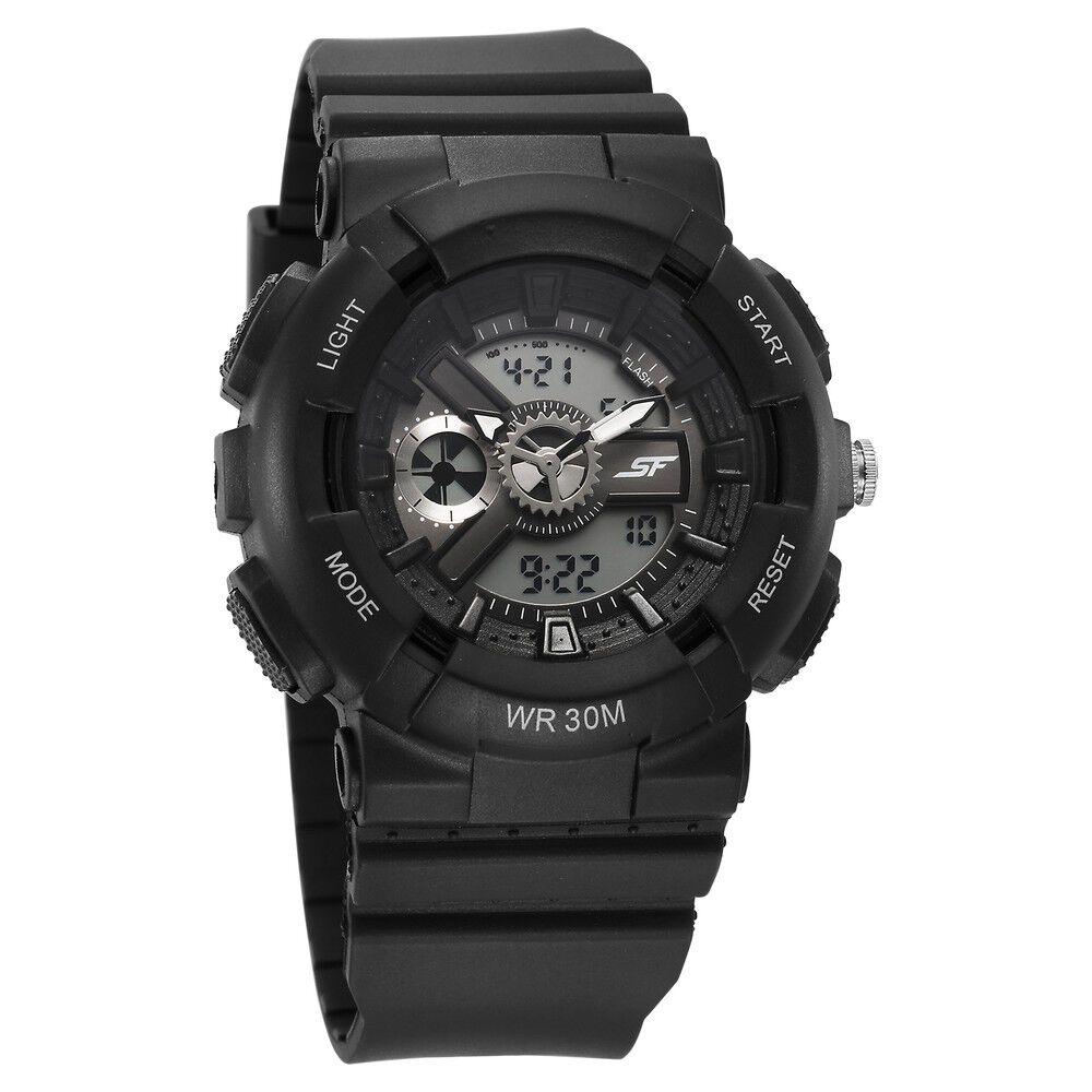 Buy Online SF Unisex Classic Black Watch with Silver Accents Timeless Elegance for Every Occasion 87057pp05 Titan