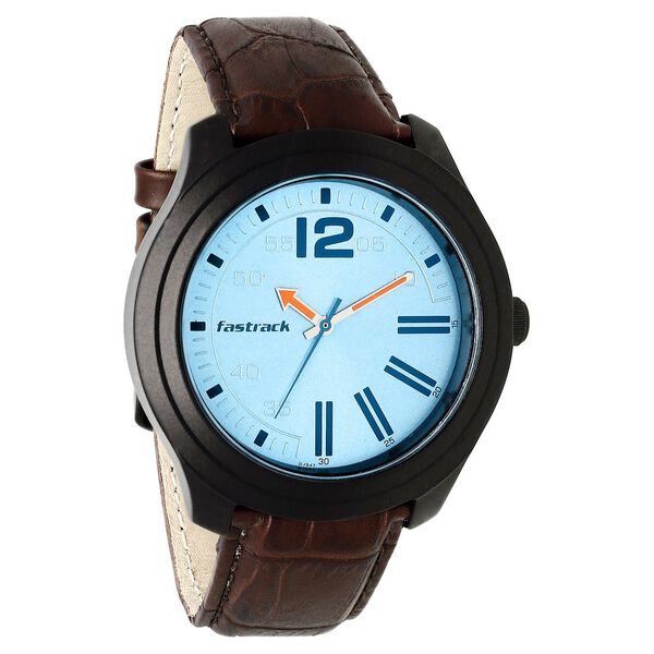 Fastrack Road Trip Quartz Analog Blue Dial Leather Strap Watch for Guys - image number 1