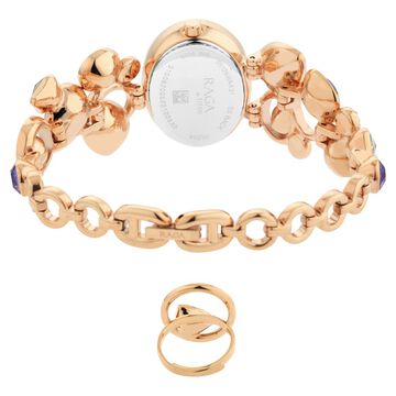 Titan Raga Moments Of Joy Quartz Analog Mother of Pearl Dial Rose Gold Metal Strap Watch For Women