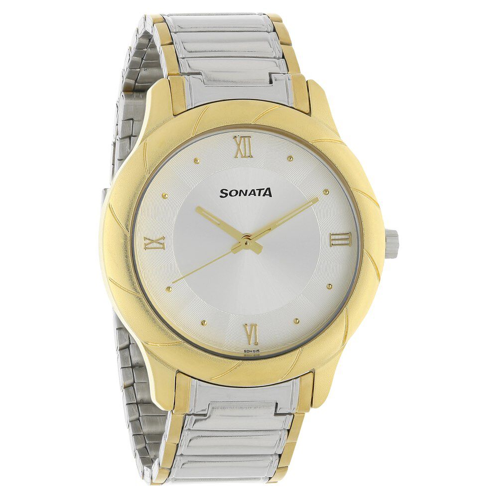 Buy Online Sonata Quartz Analog White Dial Stainless Steel Strap Watch for Men nm7125bm02 Titan
