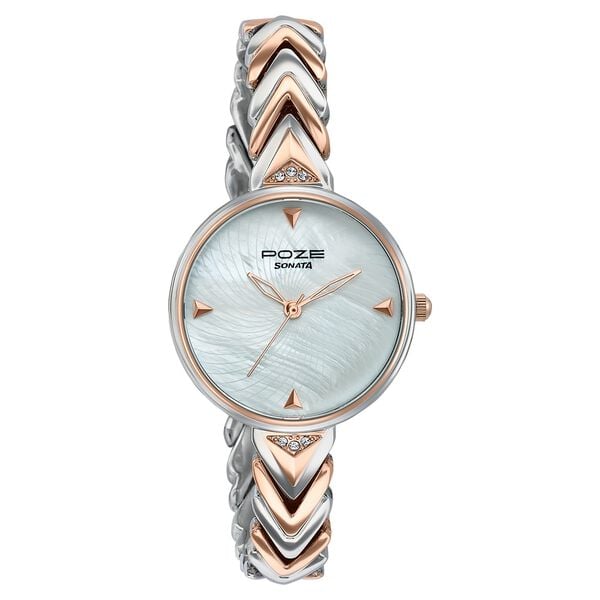 Poze By Sonata Quartz Analog Mother of Pearl Dial Two Toned Metal Strap Watch For Women - image number 2
