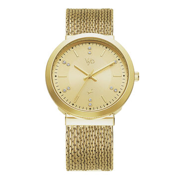 Vyb by Fastrack Quartz Analog Golden Dial Metal Strap Watch for Girls